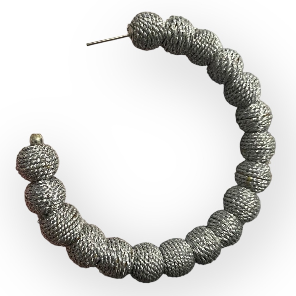 141 Kenneth Jay Lane Threaded Ball Hoop‎ Earrings - Picture 4 of 5